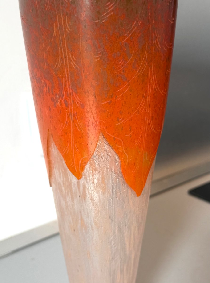 Vase Art Déco "Feuilles d'oseille" Schneider - Le Verre Français-photo-5