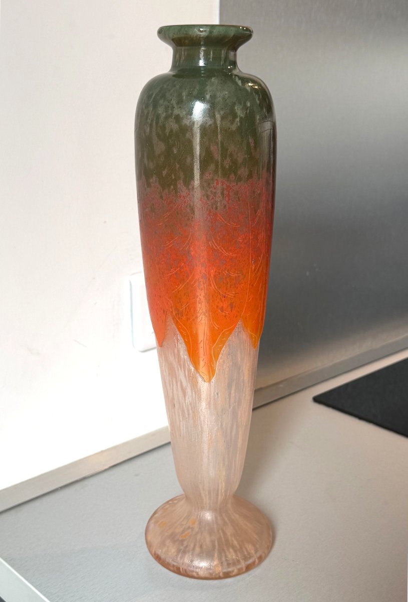 Vase Art Déco "Feuilles d'oseille" Schneider - Le Verre Français
