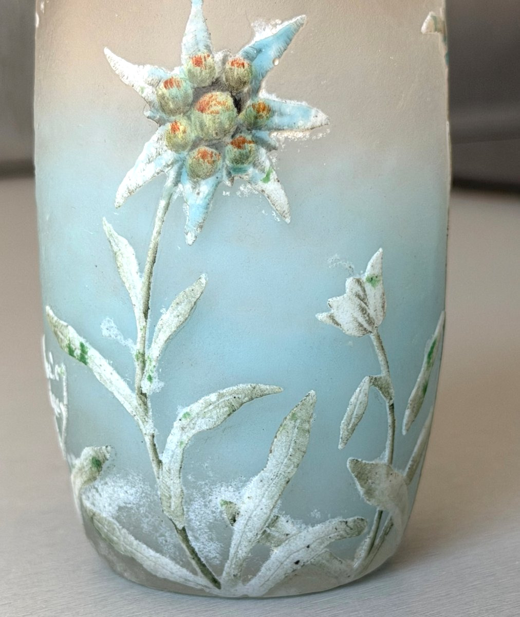 Daum Nancy "edelweiss" Art Nouveau Vase-photo-2