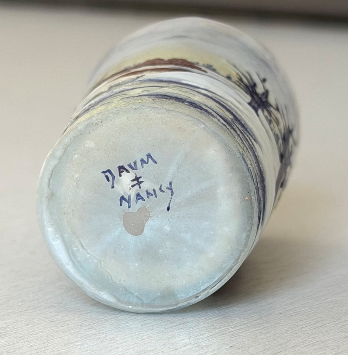 Daum Nancy Art Nouveau "snowy Landscape" Miniature Vase-photo-8