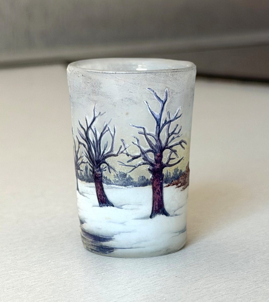 Daum Nancy Art Nouveau "snowy Landscape" Miniature Vase
