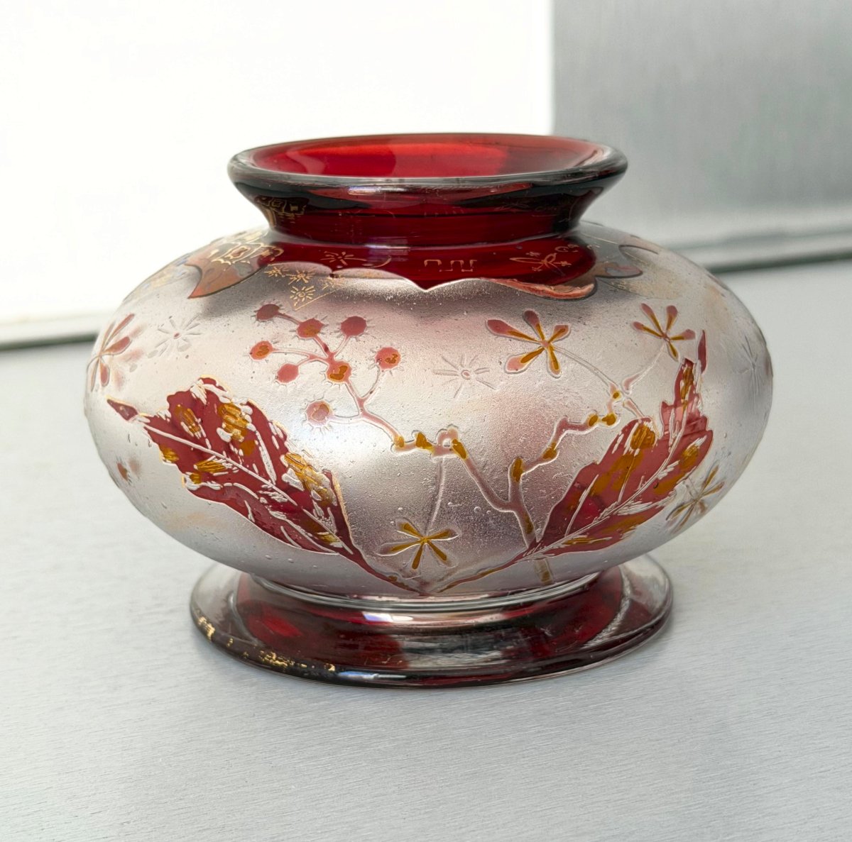 Vase Art Nouveau Japonisant signé Vallerysthal-photo-3
