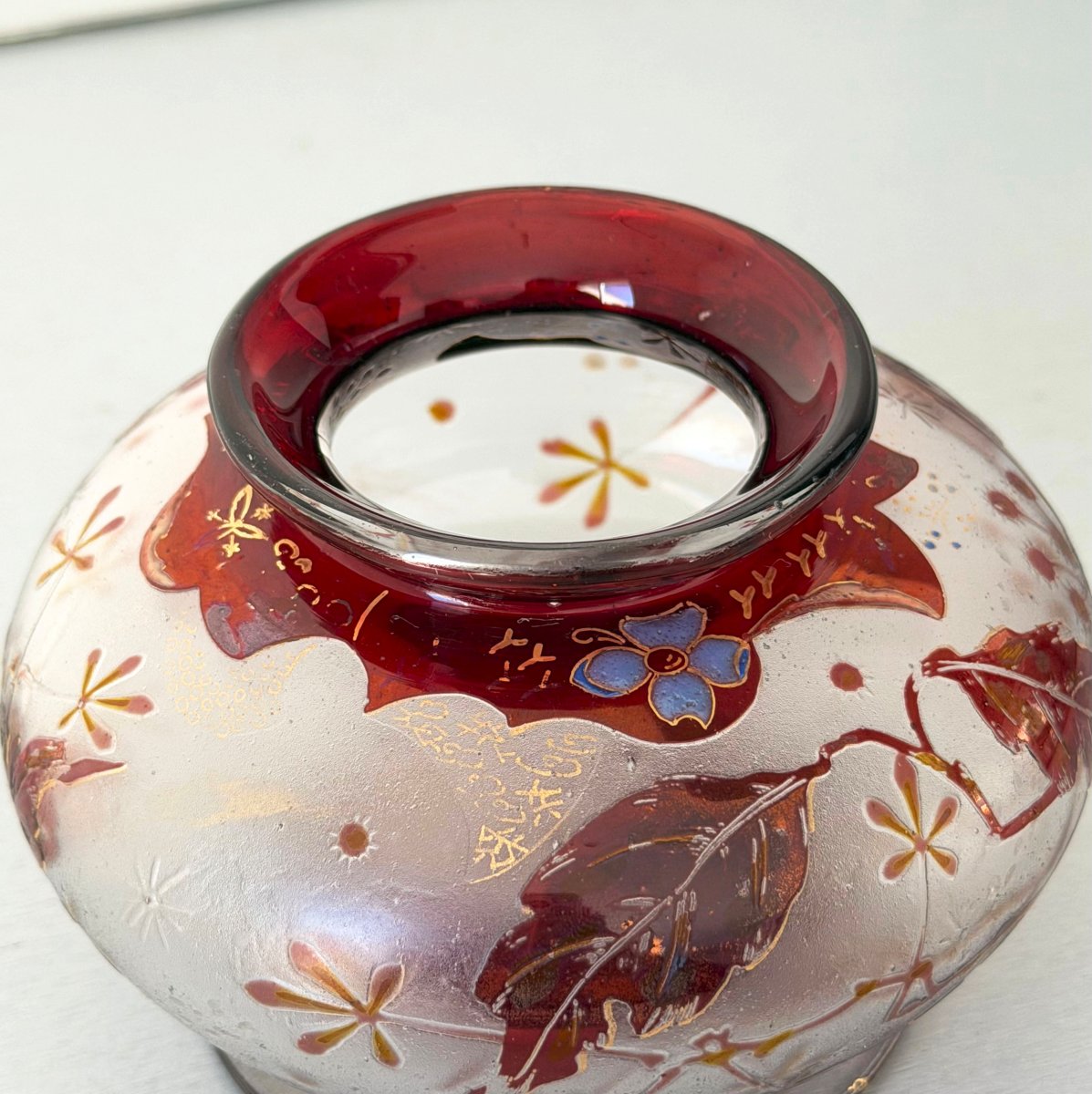 Vase Art Nouveau Japonisant signé Vallerysthal-photo-4