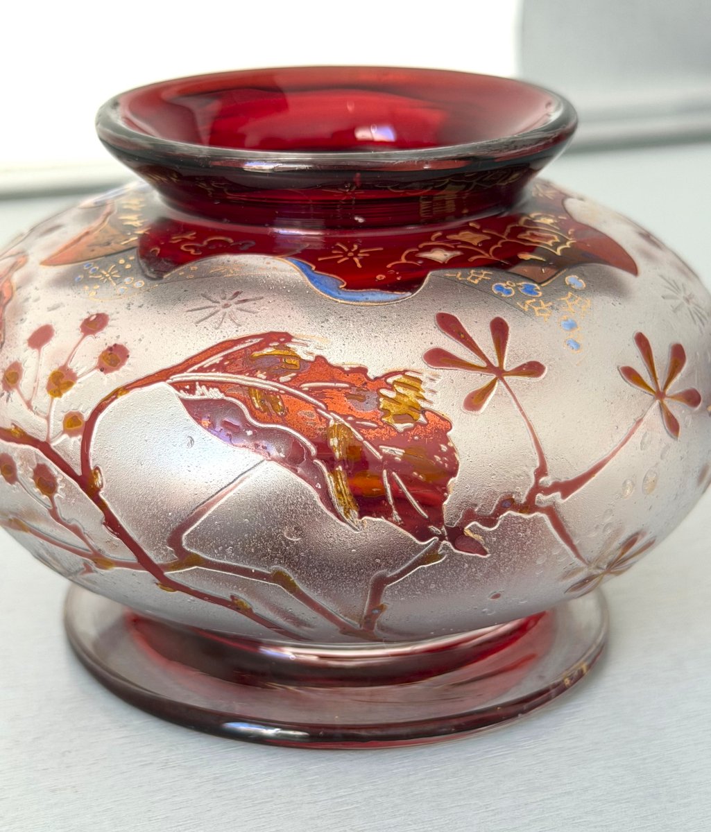 Vase Art Nouveau Japonisant signé Vallerysthal-photo-2