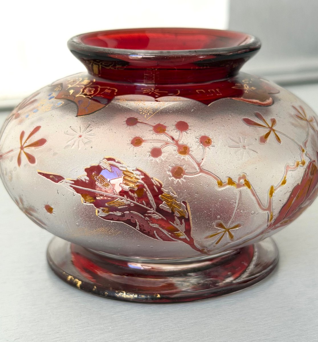 Vase Art Nouveau Japonisant signé Vallerysthal-photo-3