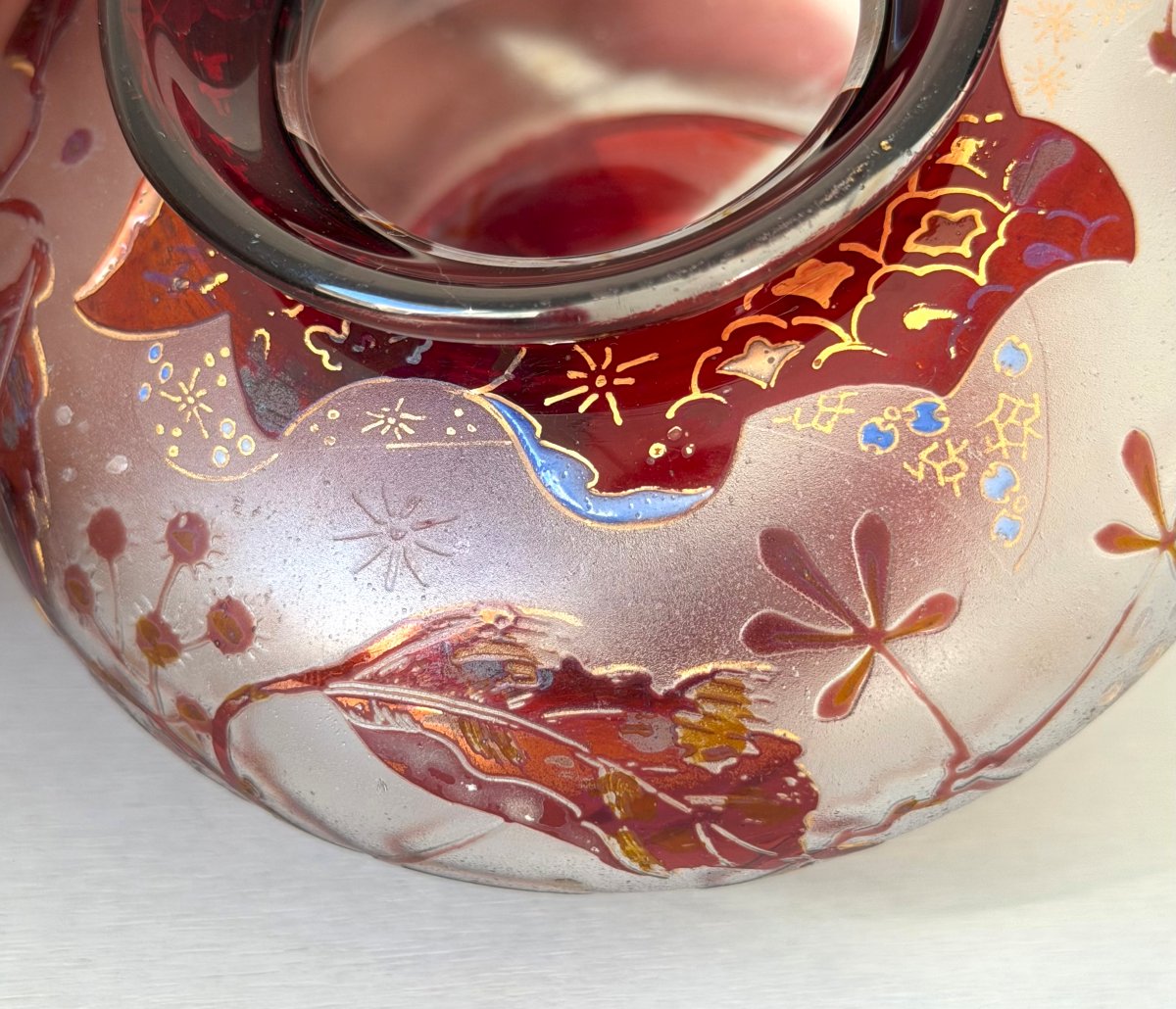 Vase Art Nouveau Japonisant signé Vallerysthal-photo-5