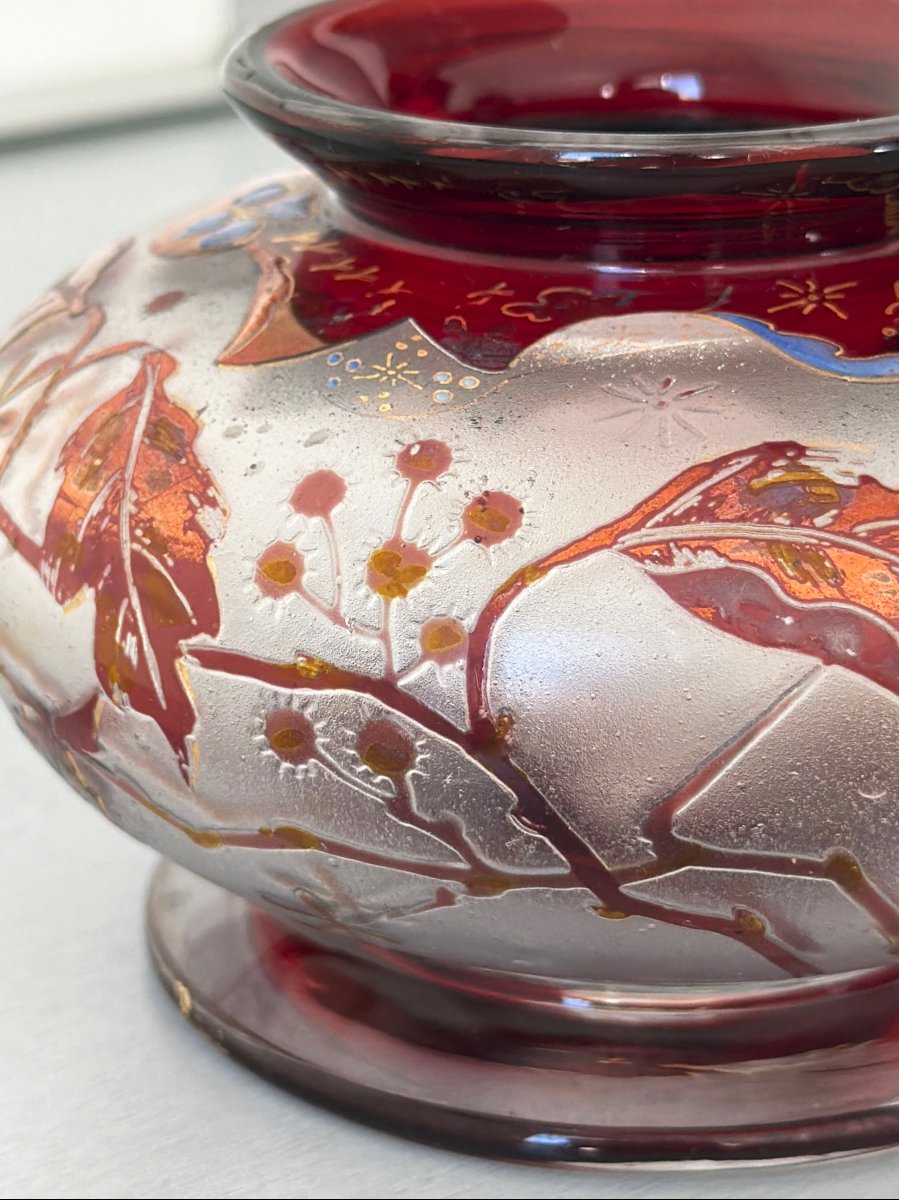 Vase Art Nouveau Japonisant signé Vallerysthal-photo-6