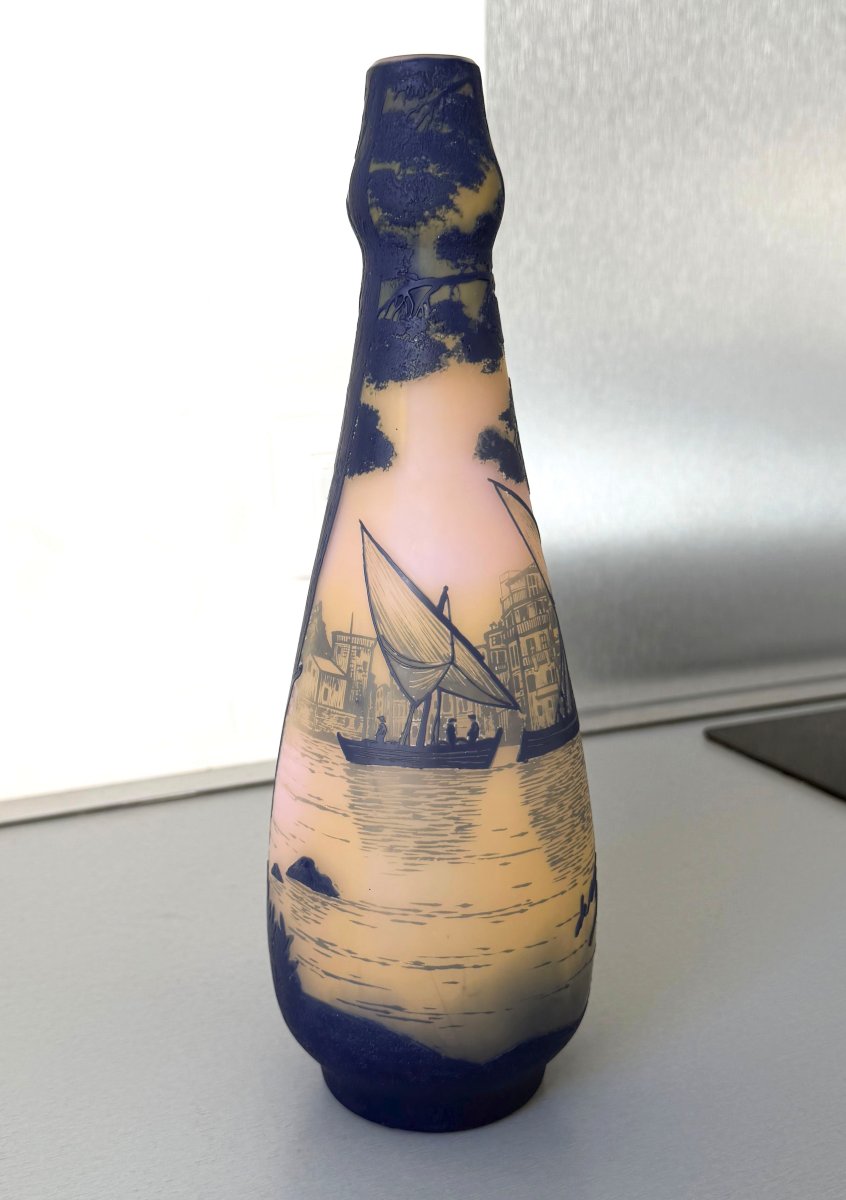 Art Nouveau Vase Signed "de Vez" (cristallerie De Pantin)-photo-2