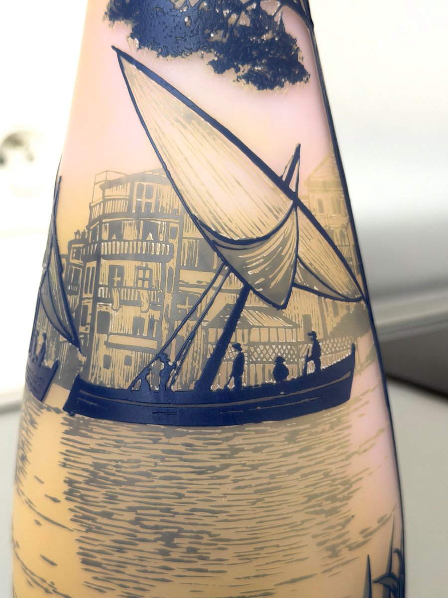 Art Nouveau Vase Signed "de Vez" (cristallerie De Pantin)-photo-6