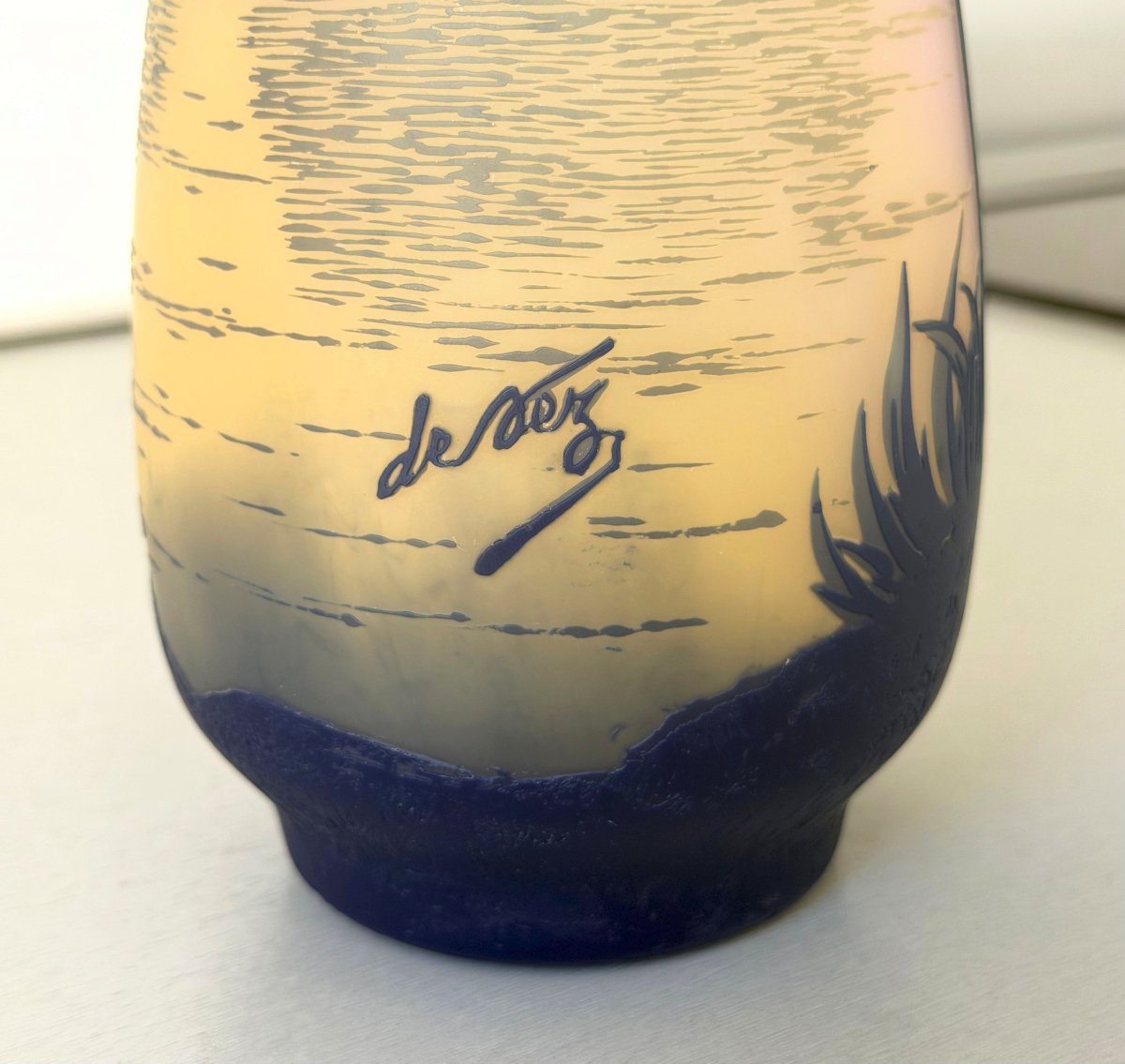 Art Nouveau Vase Signed "de Vez" (cristallerie De Pantin)-photo-7