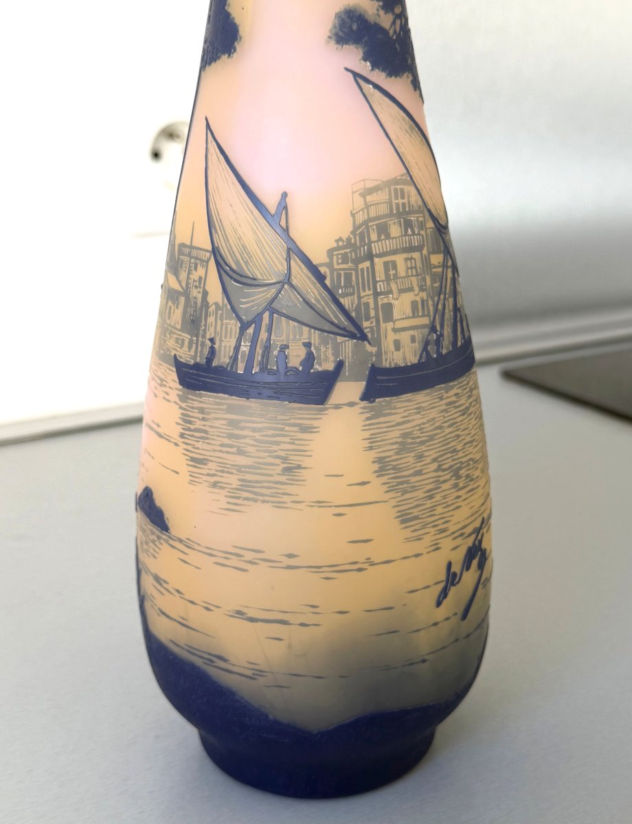 Art Nouveau Vase Signed "de Vez" (cristallerie De Pantin)-photo-2
