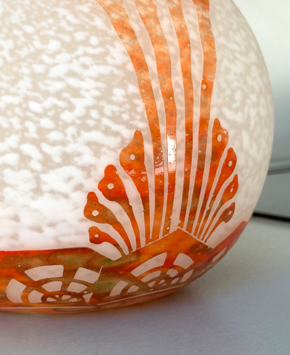 Imposing Art Deco "algues" Vase By Schneider - Le Verre Francais-photo-4