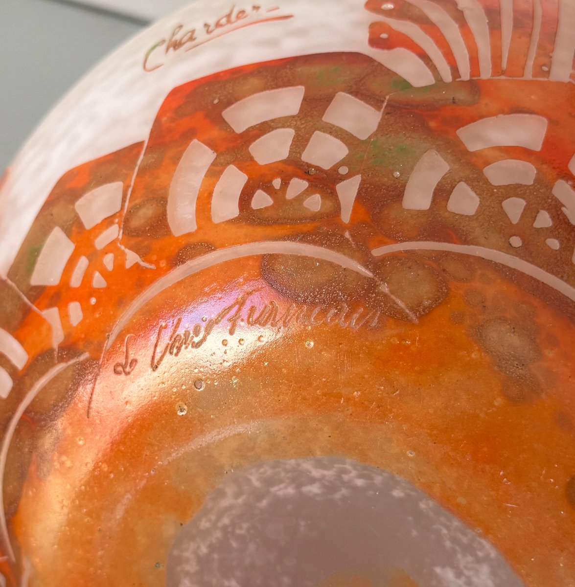 Imposing Art Deco "algues" Vase By Schneider - Le Verre Francais-photo-6