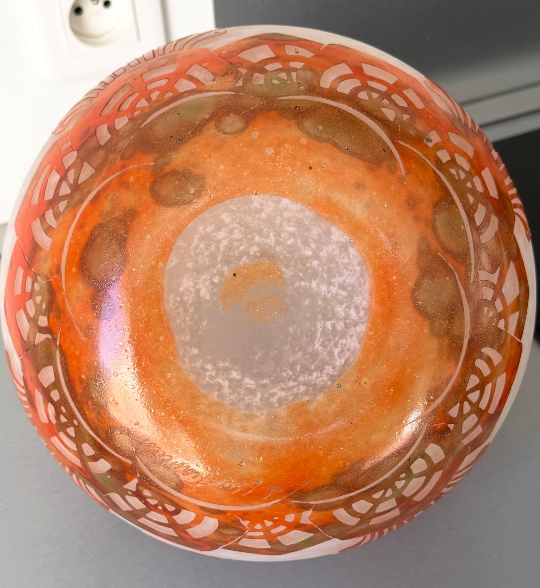 Imposing Art Deco "algues" Vase By Schneider - Le Verre Francais-photo-8