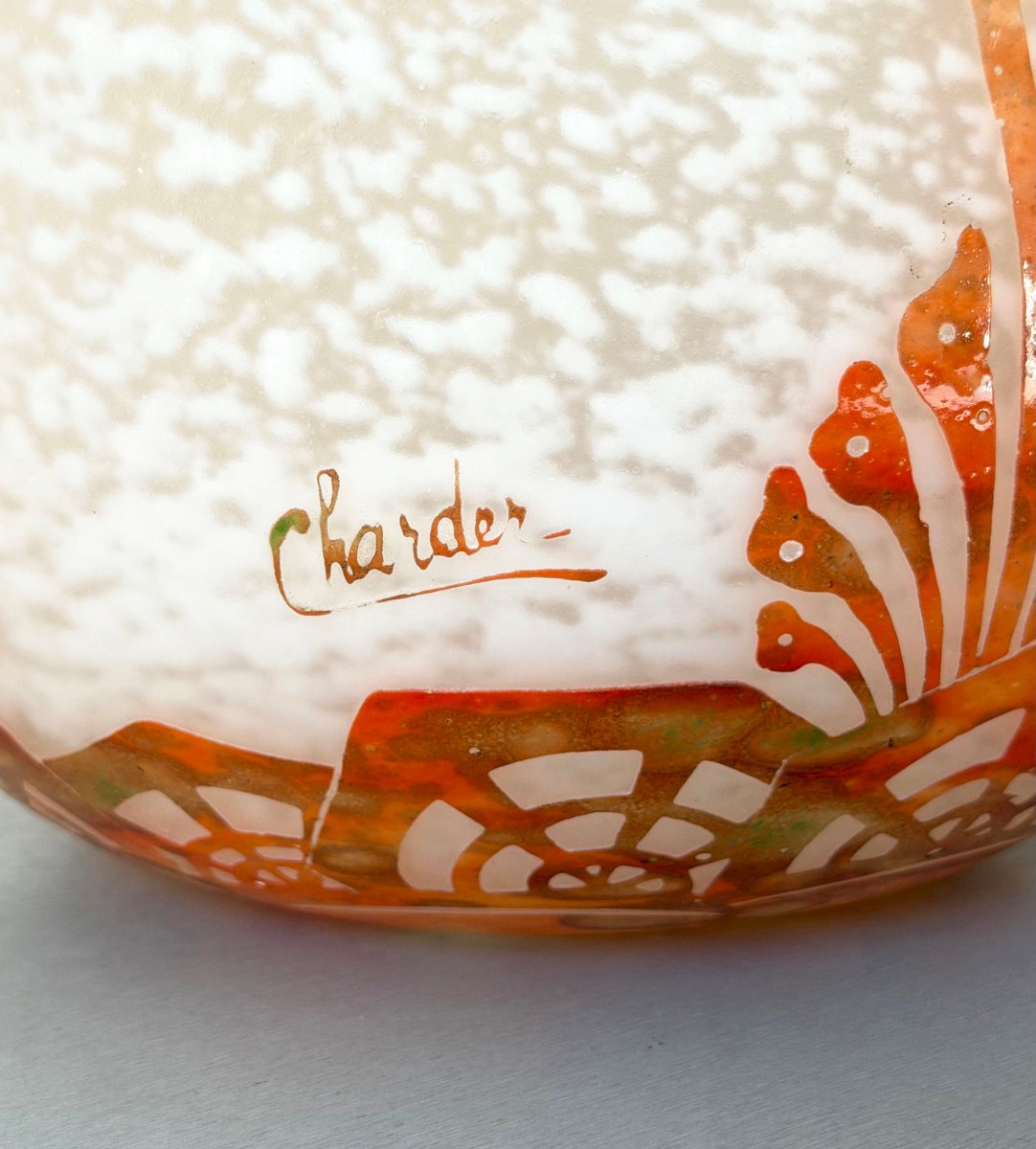 Imposing Art Deco "algues" Vase By Schneider - Le Verre Francais-photo-7