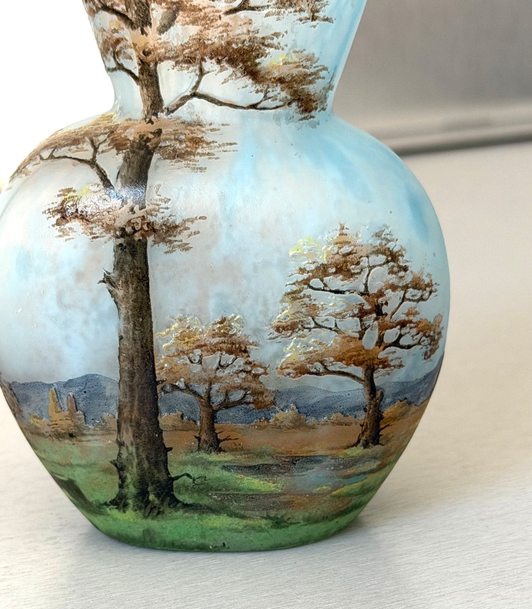 Art Nouveau Vase With A Rural Landscape Design By Daum Nancy-photo-2
