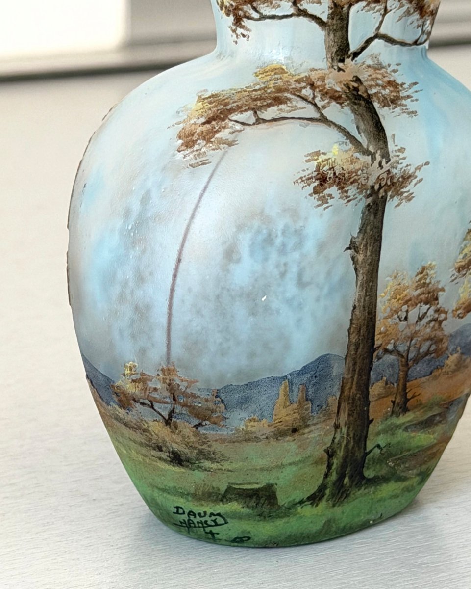 Art Nouveau Vase With A Rural Landscape Design By Daum Nancy-photo-3