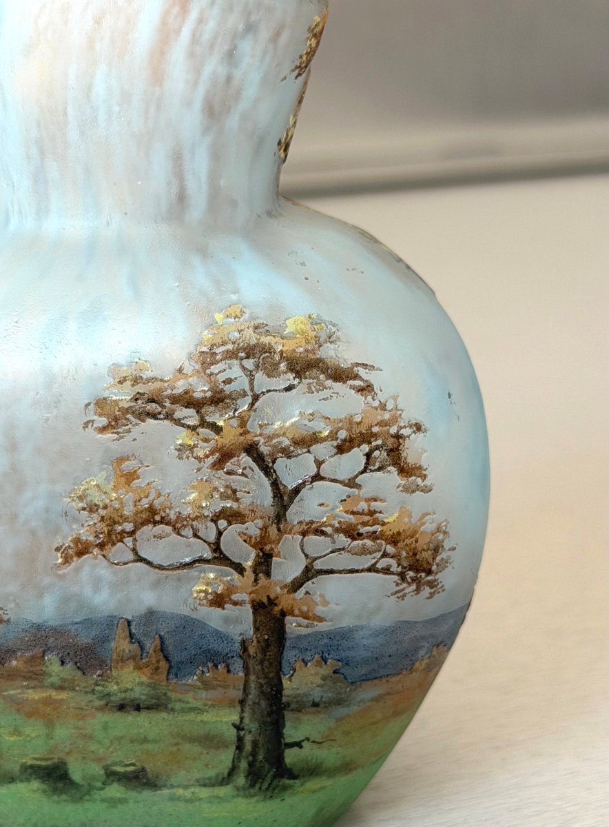 Art Nouveau Vase With A Rural Landscape Design By Daum Nancy-photo-6