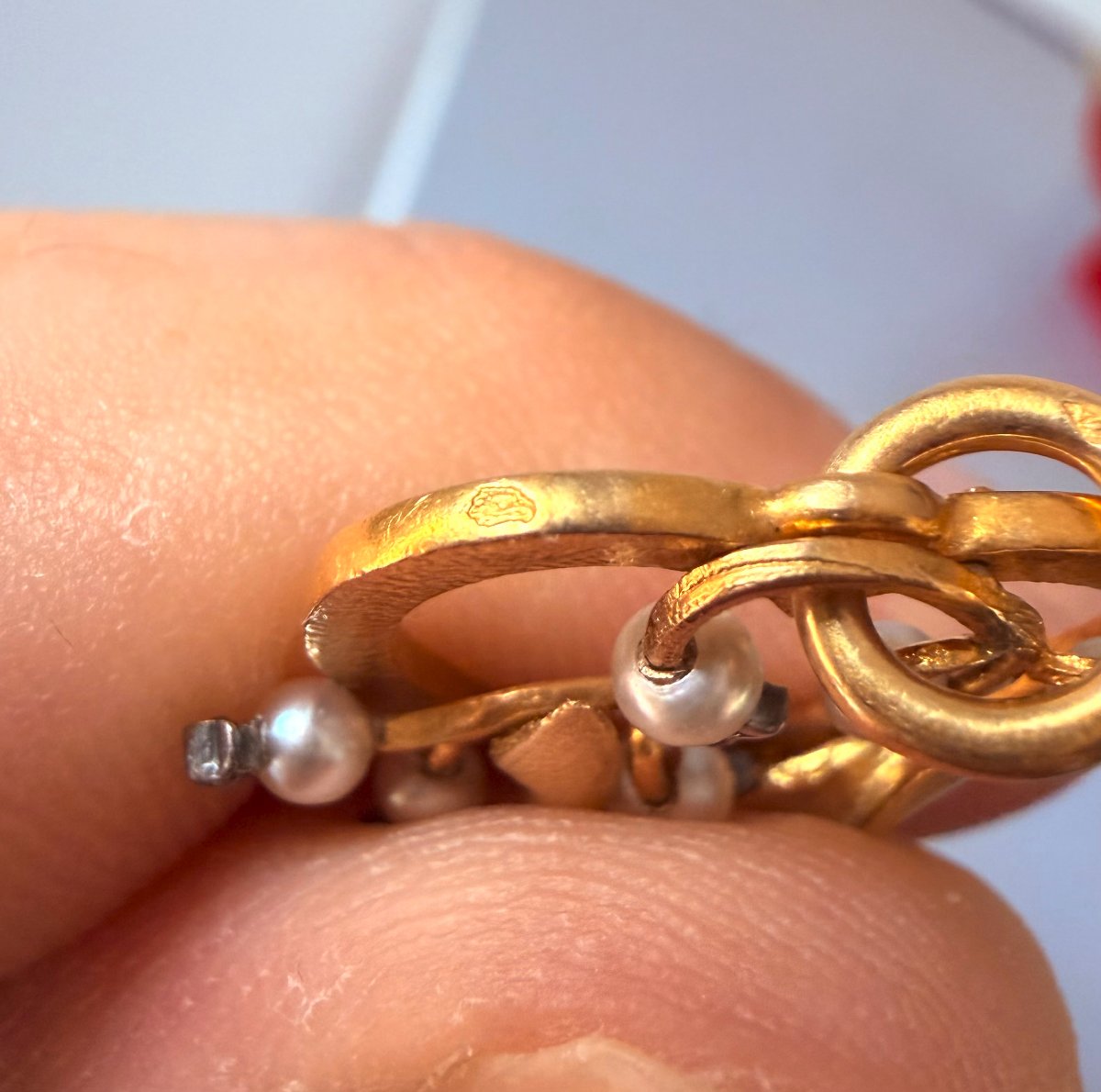 Art Nouveau Heart Pendant In 18-karat Gold With Fine Pearls-photo-1
