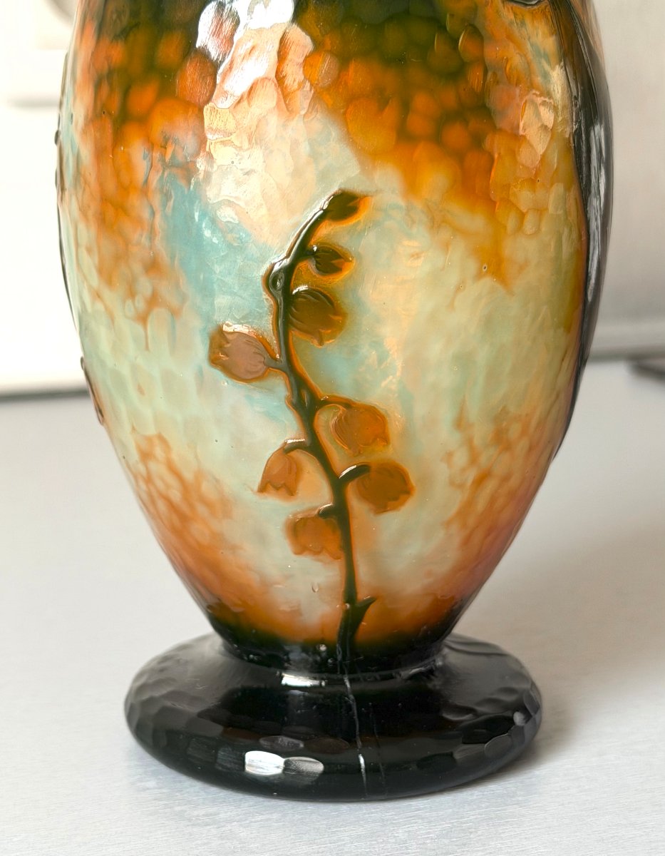 Daum Nancy Art Nouveau Hammered Lily Of The Valley Vase-photo-4