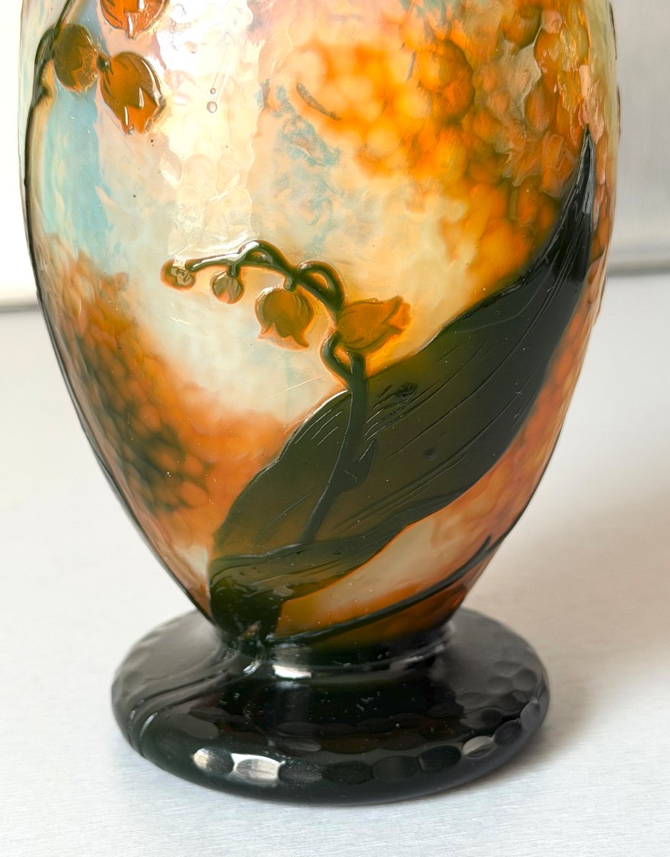 Daum Nancy Art Nouveau Hammered Lily Of The Valley Vase-photo-5