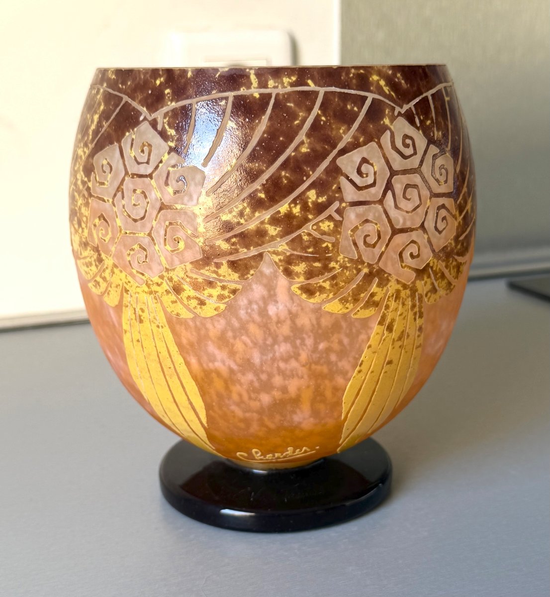 Schneider "draperies" Art Deco Vase - Le Verre Français-photo-2