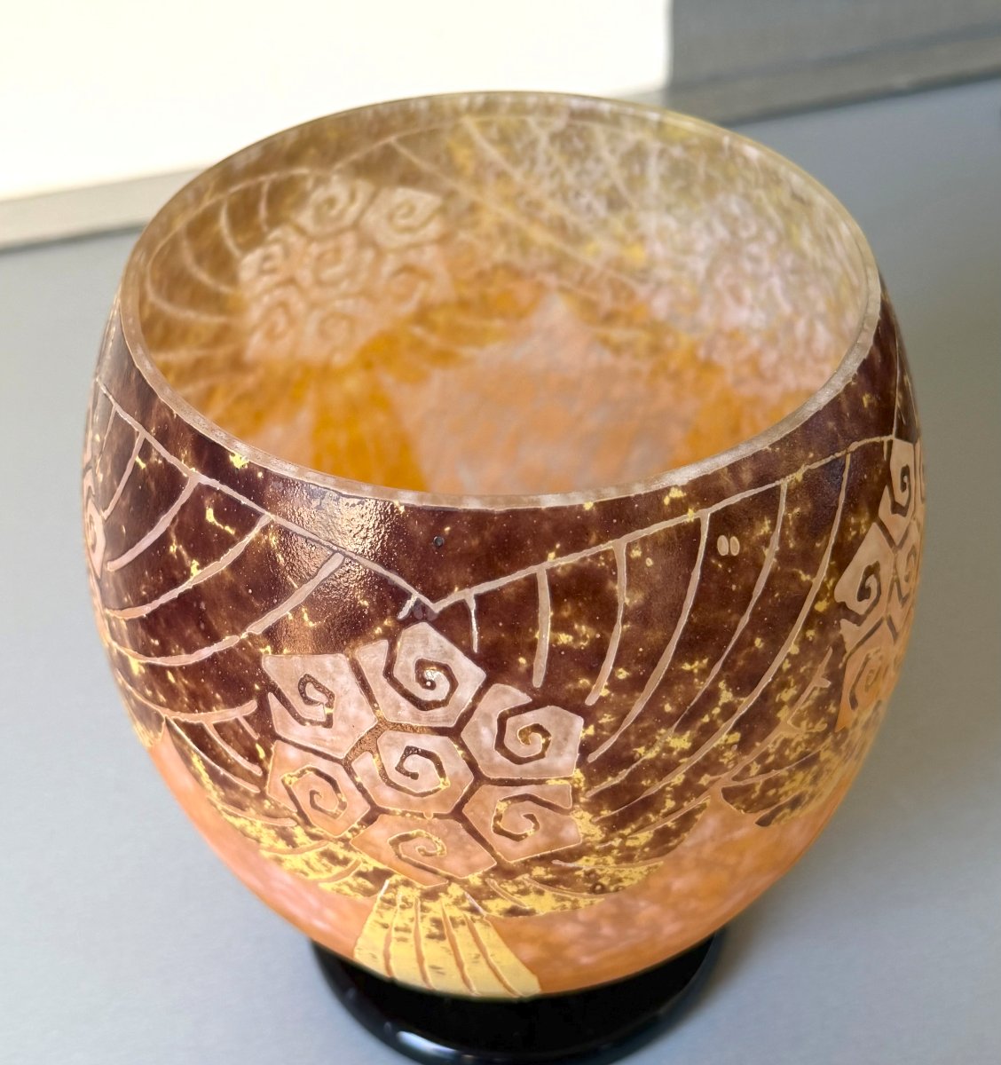 Schneider "draperies" Art Deco Vase - Le Verre Français-photo-3