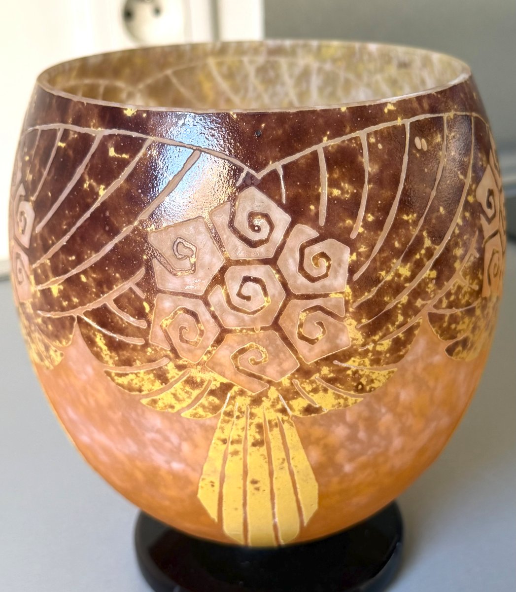 Schneider "draperies" Art Deco Vase - Le Verre Français-photo-4