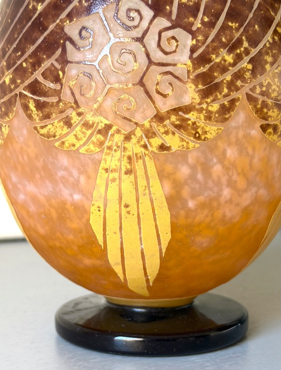 Schneider "draperies" Art Deco Vase - Le Verre Français-photo-2