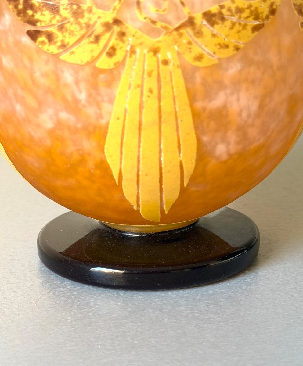 Schneider "draperies" Art Deco Vase - Le Verre Français-photo-3