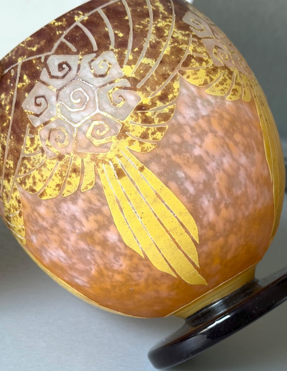 Schneider "draperies" Art Deco Vase - Le Verre Français-photo-4