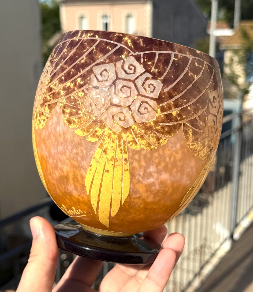 Schneider "draperies" Art Deco Vase - Le Verre Français-photo-8