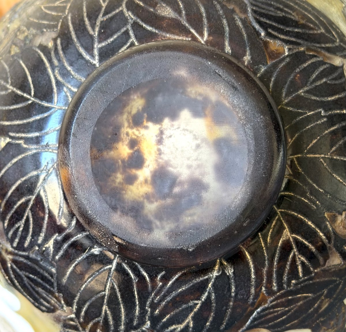 Large Art Nouveau "apple Blossoms" Bowl With Daum Nancy Inlays-photo-8