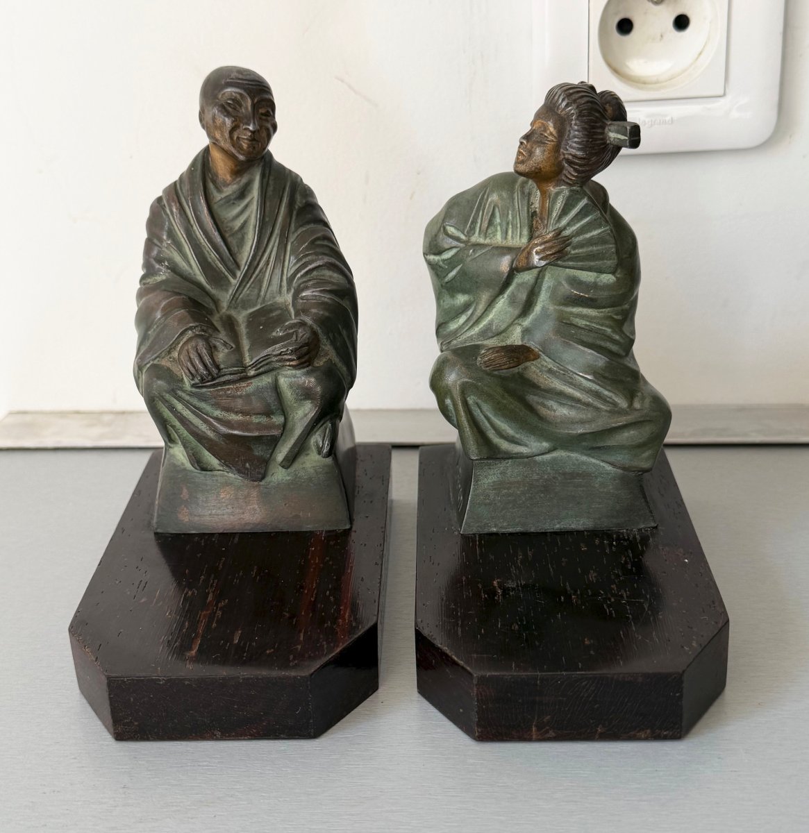 Pair Of Art Deco Bookends Signed By Adam Ferron