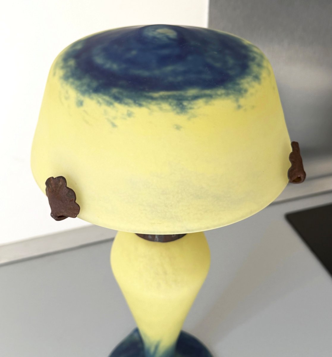 Art Deco Mushroom Lamp By Charles Schneider, Le Verre Français-photo-4