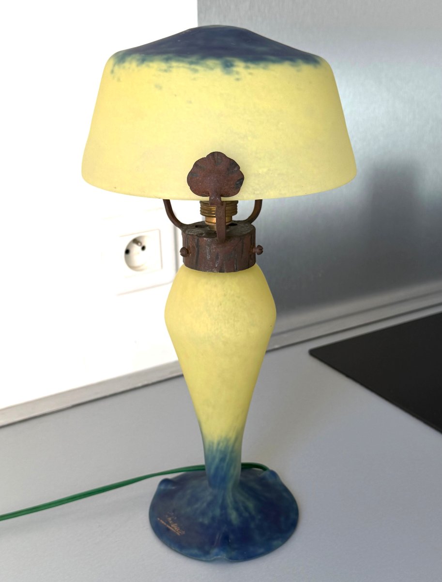 Art Deco Mushroom Lamp By Charles Schneider, Le Verre Français-photo-2