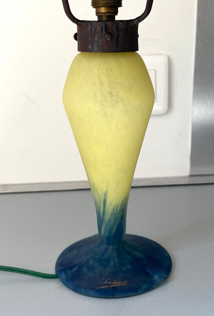 Art Deco Mushroom Lamp By Charles Schneider, Le Verre Français-photo-2