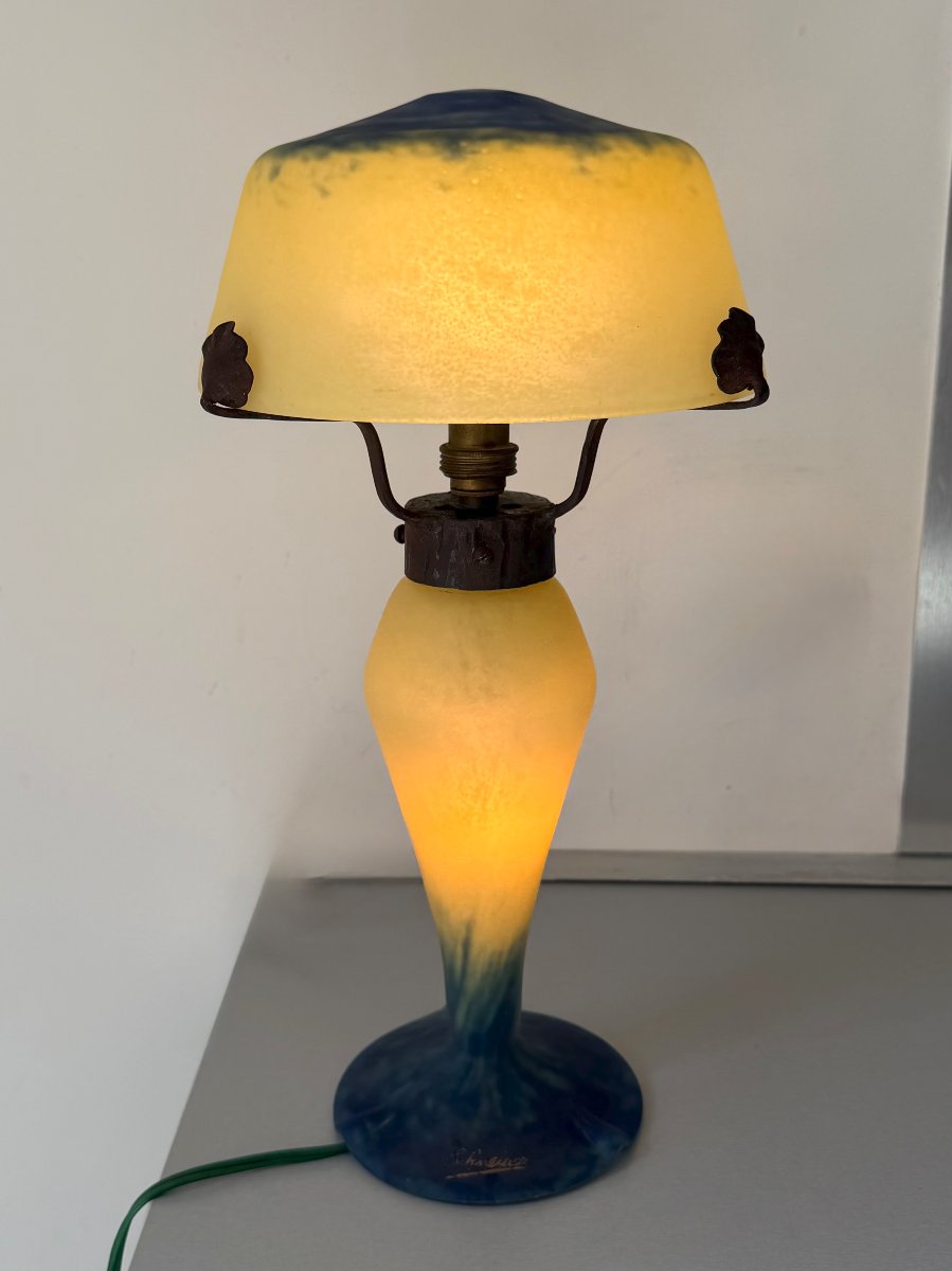 Art Deco Mushroom Lamp By Charles Schneider, Le Verre Français-photo-7
