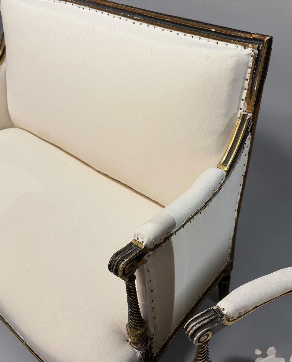 Salon d'époque Louis XVI estampillé Antoine Gailliard XVIIIe-photo-4