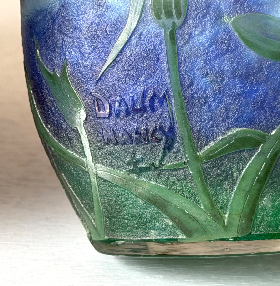 Rare Art Nouveau "carnations And Bee" Vase By Daum Nancy-photo-7