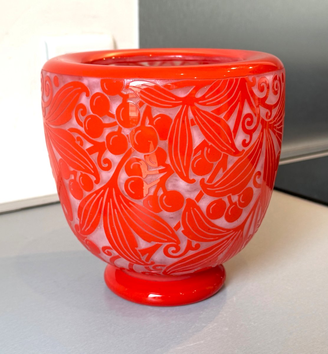 Vase Art Déco "Vigne Vierge" Daum Nancy 1925-photo-2