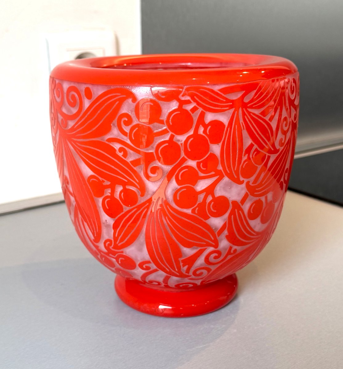 Vase Art Déco "Vigne Vierge" Daum Nancy 1925-photo-3