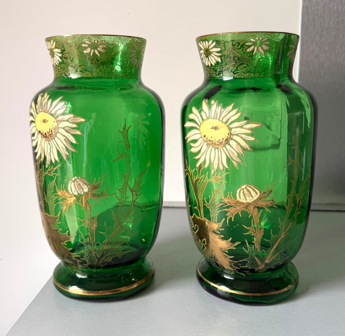 Paire de vases Art Nouveau aux Chardons Legras-photo-2