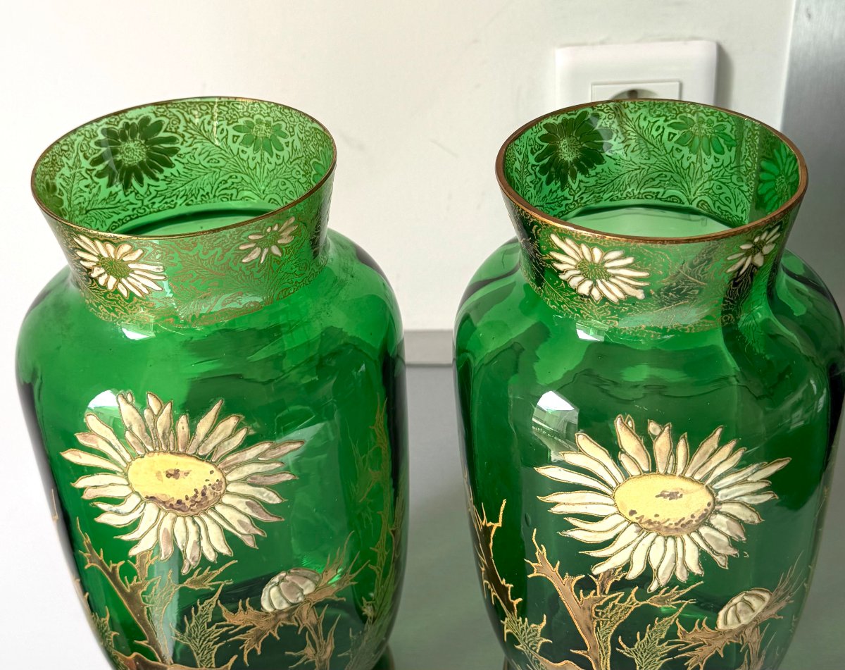 Paire de vases Art Nouveau aux Chardons Legras-photo-3