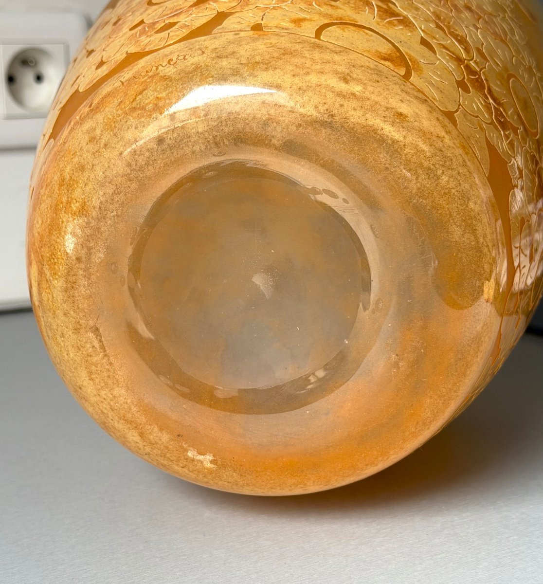Important Art Deco "roses Trémières" Vase By Schneider - Le Verre Français-photo-8