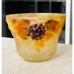 Vase Coupe Art Deco Pate De Verre "Lierre" Gabriel Argy-Rousseau Vers 1920