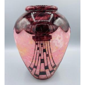 Vase Art Déco Schneider - Le Verre Français "Colliers" Vers 1930