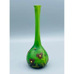 Art Deco Jewel Vase Glass Charles Schneider Torchwork