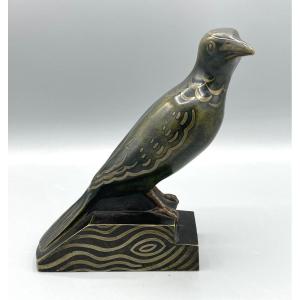 Art Deco Bird Sculpture In Bronze Signed Luce Circa 1930