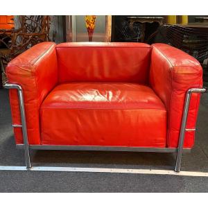 Lc3 Armchair By Le Corbusier Cassina Edition In Red Leather
